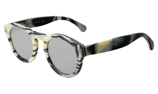 Leonard (Flex Hinge) Sunglasses Side Profile in Horn Silver Flat Mirror