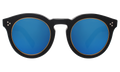 Front view of Leonard II Ring Sunglasses in Black/Blue Mirror