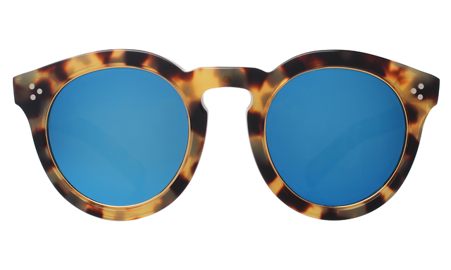 Leonard II Ring Sunglasses front view in Tortoise Blue Mirror