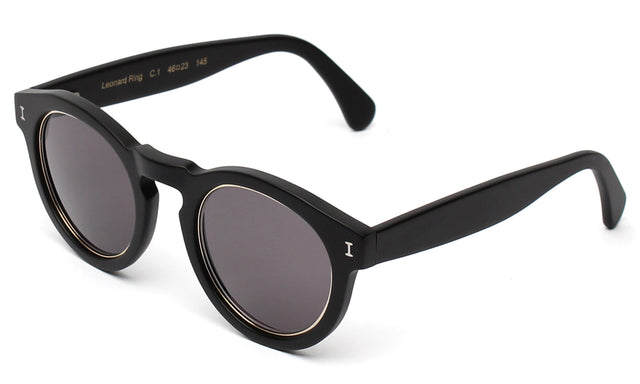 Leonard Ring Sunglasses Side Profile in Matte Black / Grey