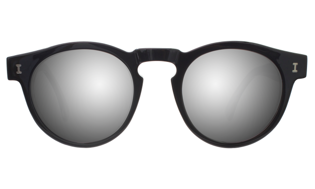 Leonard (Classic Flex Hinge) Sunglasses Side Profile in Tuxedo / Silver Flat Mirror