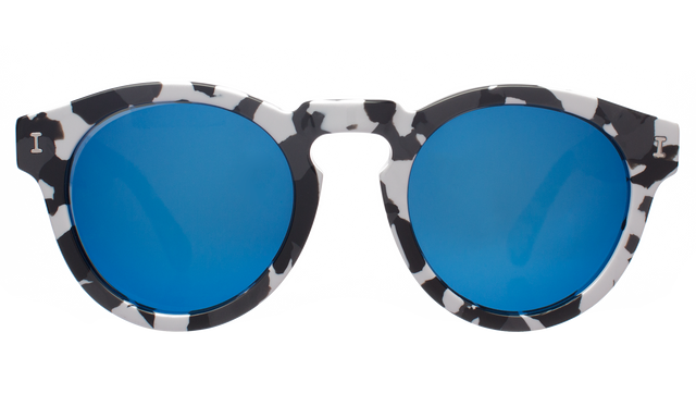 Leonard (Flex Hinge) Sunglasses in White Camo with Blue Mirror