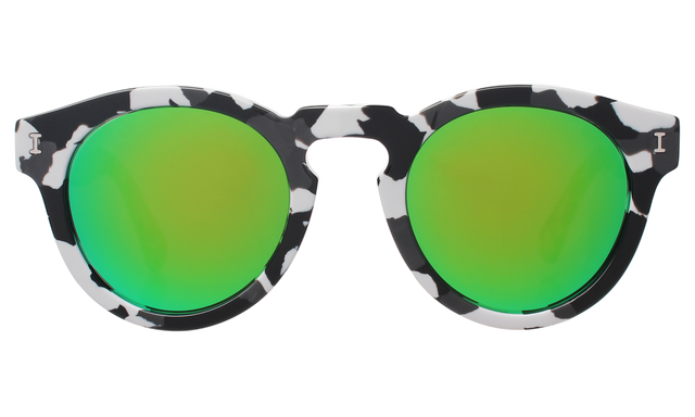 Leonard (Flex Hinge) Sunglasses in White Camo with Green Mirror