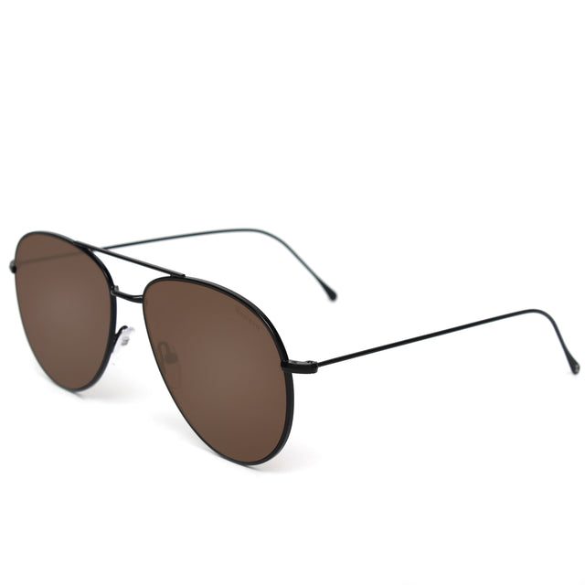 Linate Sunglasses Side Profile in Black Mocha Flat Mirror