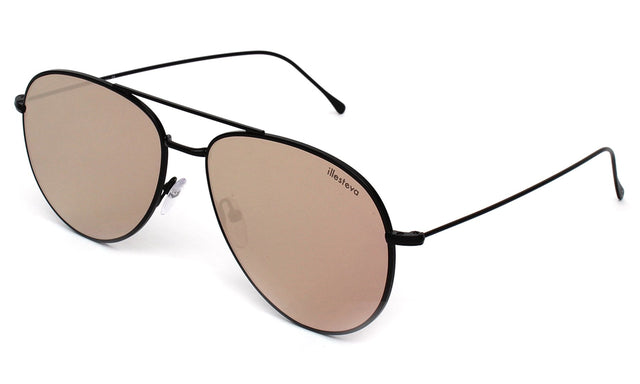 Linate Sunglasses Side Profile in Black with Rose Flat Mirror