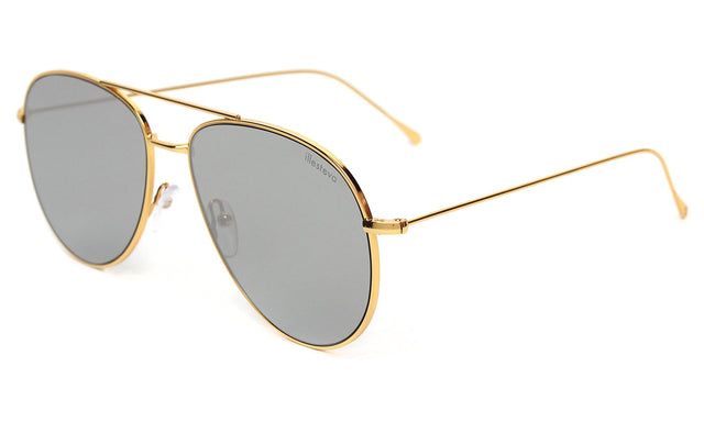 Linate Sunglasses Side Profile in Gold Silver Flat Mirror