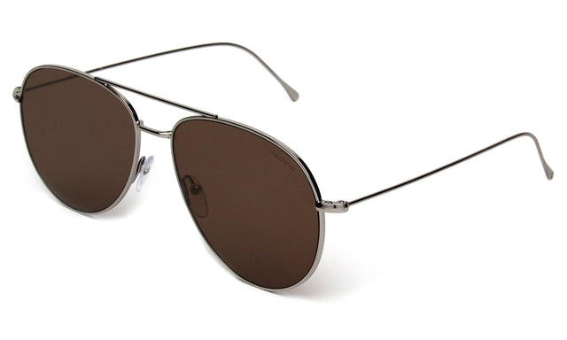 Linate Sunglasses Side Profile in Silver Mocha Flat Mirror