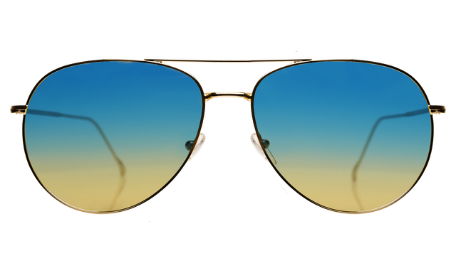 Linate Sunglasses in Gold Blue/Yellow Flat Gradient