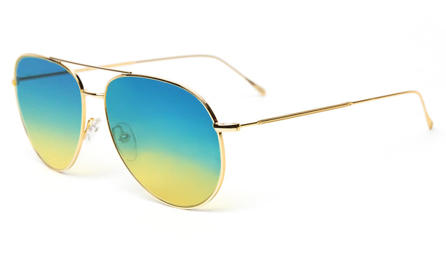 Linate Sunglasses Side Profile in Gold Blue/Yellow Flat Gradient