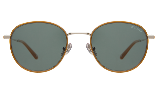 illesteva London Sunglasses London Sunglasses front view in Saddle/Silver with Olive