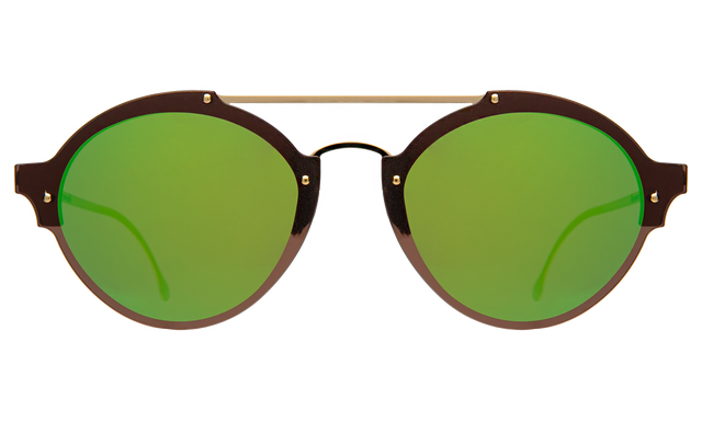 Malpensa Sunglasses front view in Bronze/Gold Green Mirror