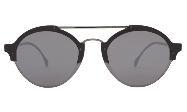 Malpensa Sunglasses front view in Matte Black/Chrome Grey