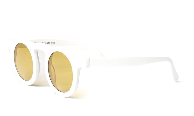 Marlene Sunglasses side view in White with Honey See Through Lenses