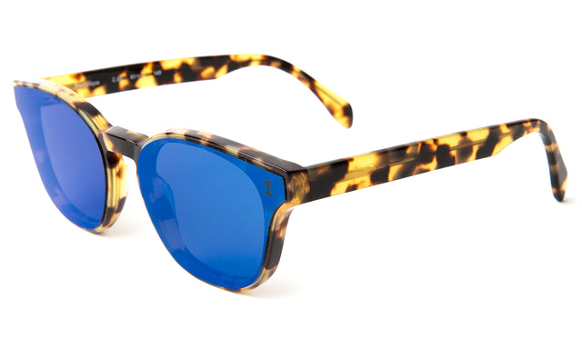 Martinique Sunglasses side view in Tortoise Blue Flat Mirror