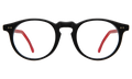 Front view of Antonio Optical in Matte Black/Red/Optical