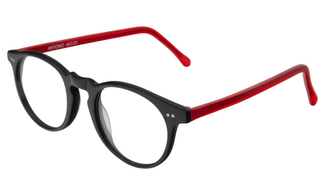 Antonio Optical side view in Matte Black/Red Optical