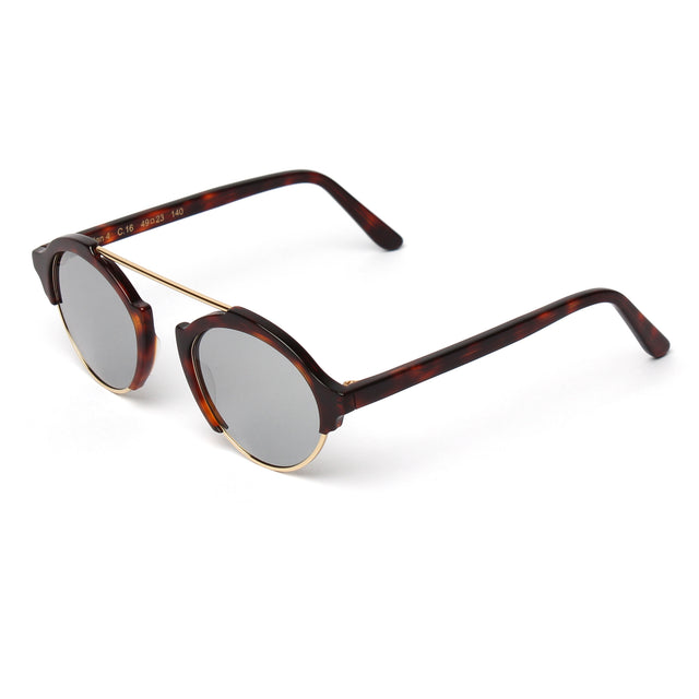 Milan IV Sunglasses Side Profile in Havana Silver Mirror