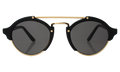 Front view of Milan II Sunglasses in Matte Black/Gold/Grey