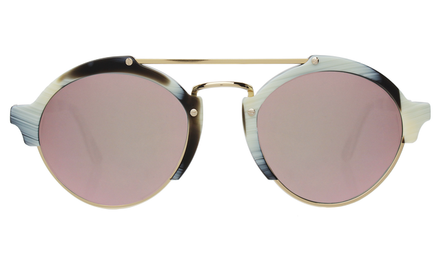 Milan II Sunglasses front view in Horn with Rose Mirror