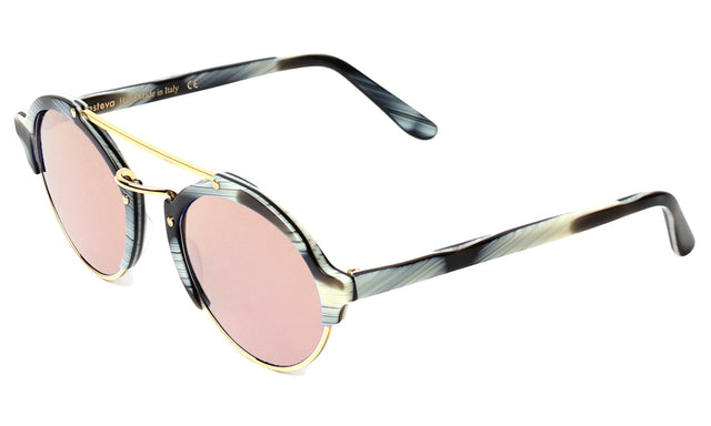 Milan II Sunglasses side view in Horn / Rose Mirror