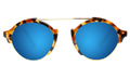 Front view of Milan IV Sunglasses in Light Tortoise/Blue Mirror