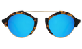 Front view of Milan IV Sunglasses in Tortoise/Blue Mirror