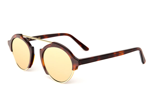 Milan IV Sunglasses Side Profile in Havana Gold Mirror