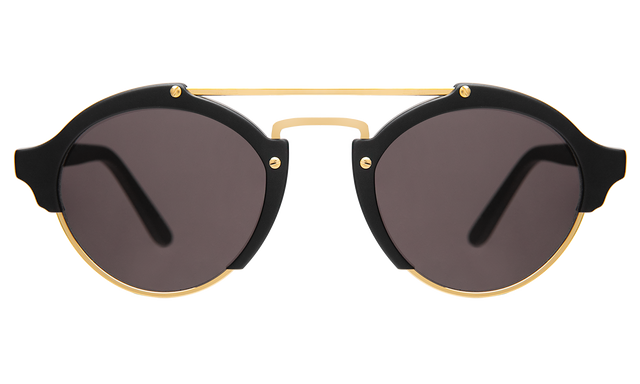 Milan Sunglasses in Matte Black/Gold with Grey