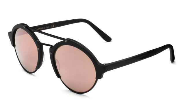  Milan II Sunglasses side view in Matte Black Rose Mirror