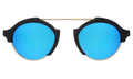 Front view of Milan IV Sunglasses in Black/Blue Mirror