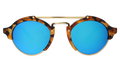 Front view of Milan Sunglasses in Light Tortoise/Blue Mirror