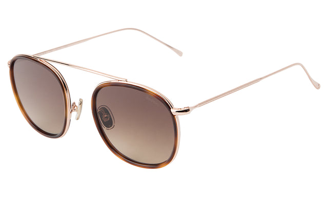 Mykonos Ace Sunglasses Side Profile in Havana/Rose Gold / Brown Flat Gradient