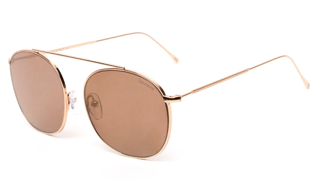 Mykonos II Sunglasses side view in Rose Gold / Mocha Flat Mirror