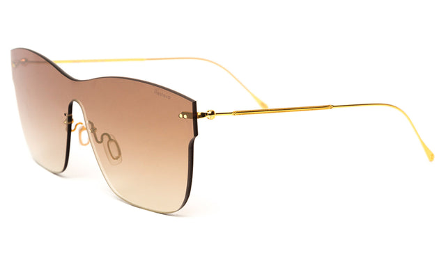 Newbury Mask Sunglasses Side Profile in Gold Gradient Gold Gradient