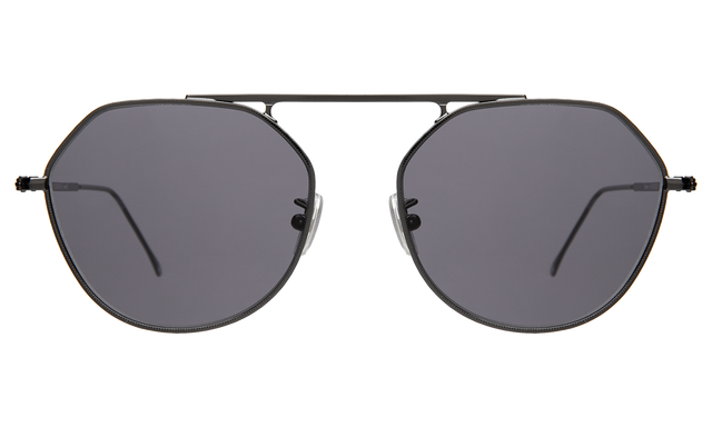Nicosia 57 Sunglasses front view in Gunmetal with Grey Flat