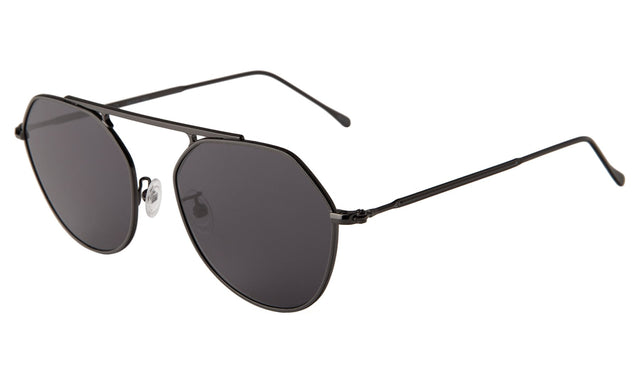 Nicosia Sunglasses side view in Gunmetal / Grey Flat