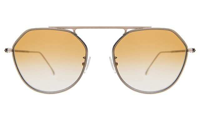  Nicosia Sunglasses front view in Silver with Mustard Flat Gradient Lenses
