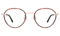 Front view of Oxford 52 Optical in Red Tortoise/Rose Gold/Optical