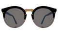 Front view of Palermo Sunglasses in Matte Black/Gold/Grey Flat