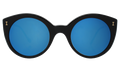 Front view of Palm Beach Sunglasses in Black/Blue Mirror