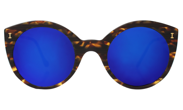 Palm Beach Sunglasses in Tortoise Stripes Violet Mirror