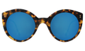 Front view of Palm Beach Sunglasses in Tortoise/Blue Mirror
