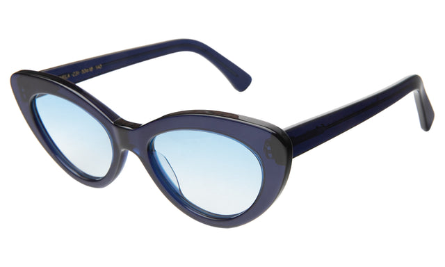 Pamela Sunglasses Side Profile in Navy / Ocean Flat Gradient See Through