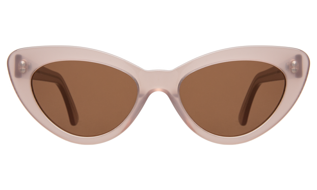 Pamela Sunglasses front view in Thistle with Brown Flat