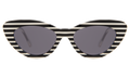 Front view of Pamela Sunglasses in Candy Stripe/Grey Flat