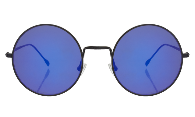 Porto Cervo Sunglasses front view in Matte Black Violet Mirror