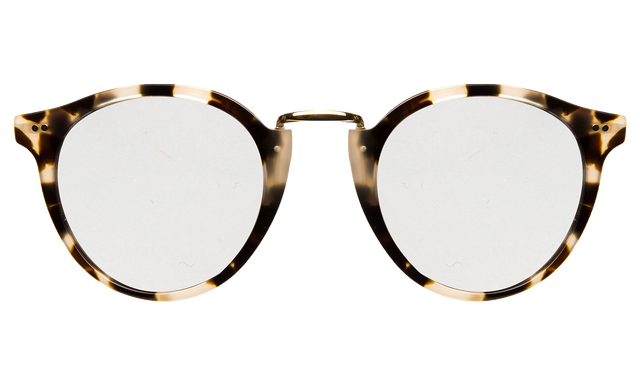 Portofino Sunglasses front view in White Tortoise Silver Mirror