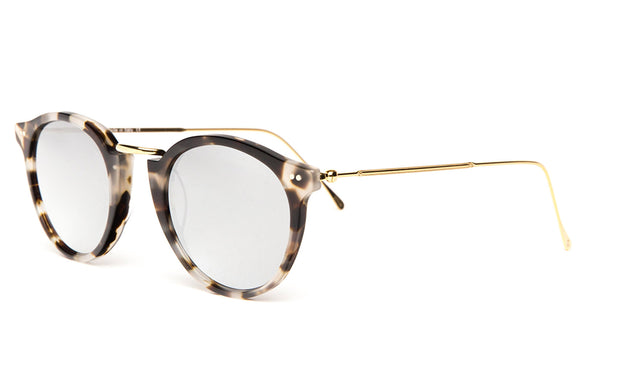 Portofino Sunglasses side view in White Tortoise Silver Mirror