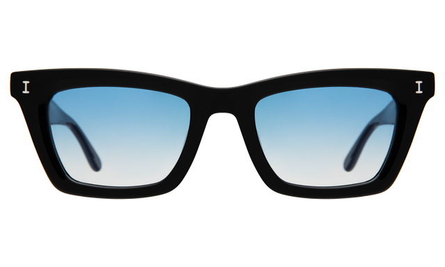 Portugal Sunglasses in Black with Blue Flat Gradient See Through