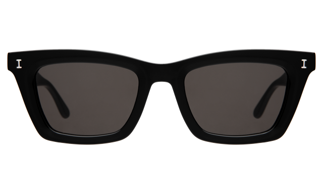 Portugal Sunglasses front view in Black with Grey Flat